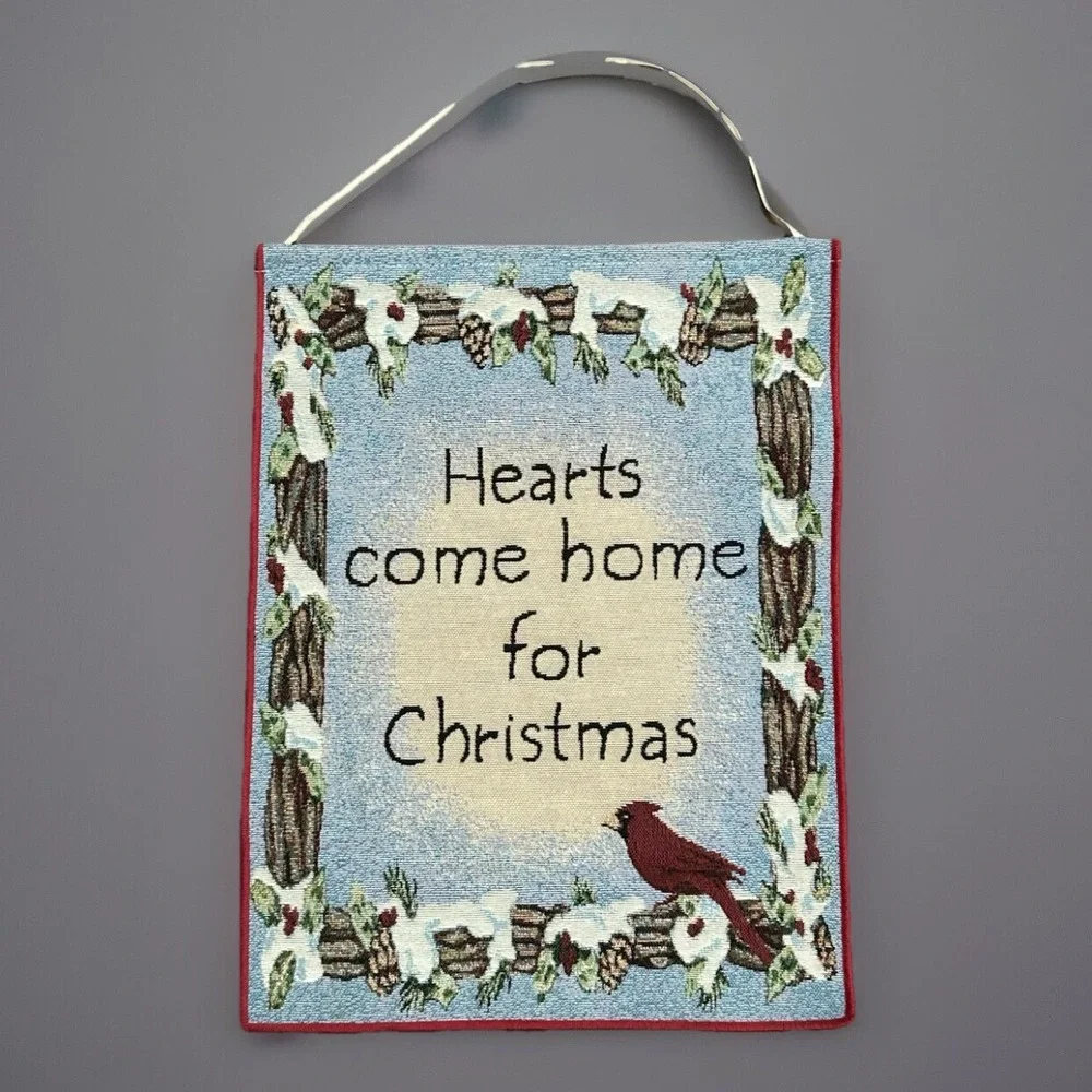 Christmas Cardinal Gathering Door Wall Hang Tapestry Bannerette USA 13